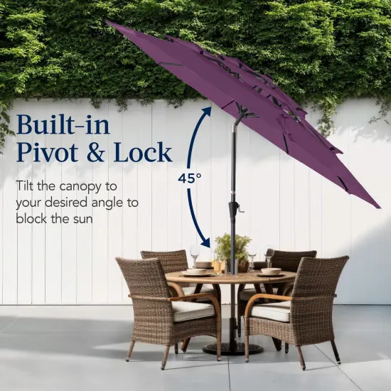 Best Choice Products 10ft 3-Tier Patio Umbrella, Market Sun Shade w/ Tilt Adjustment, Easy Crank Amethyst Purple {5}
