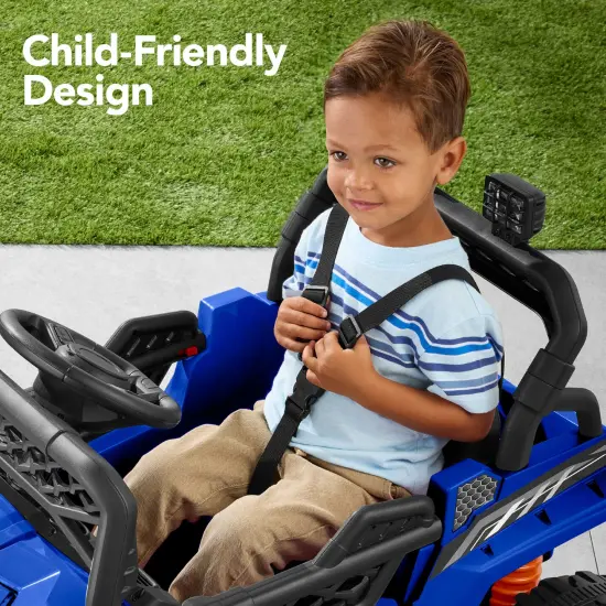 Best Choice Products Kids 12V Electric Ride-On UTV and Trailer w/ Parent Remote Control, LED Lights Blue {6}