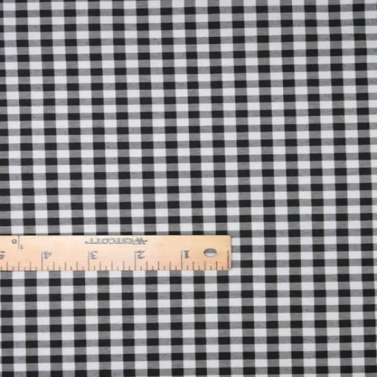 1 Yard Fine Black Gingham Poly Cotton Fabric 1/8 Inch Small Check Non Stretch 58/59 Inch Wide {3}
