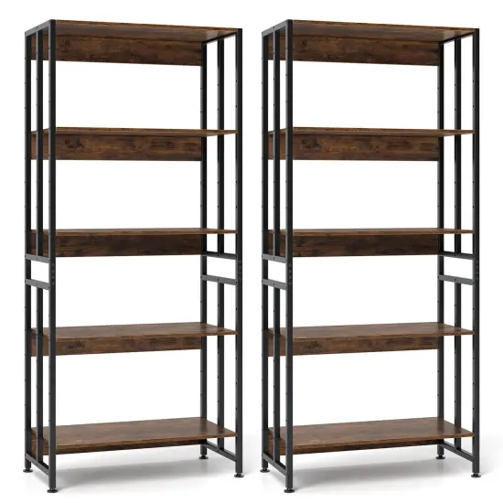 Costway 1/2 PCS 5 Tier Bookshelf 62" Tall Bookcase with Tiltable Shelves Display Storage Rack {8}