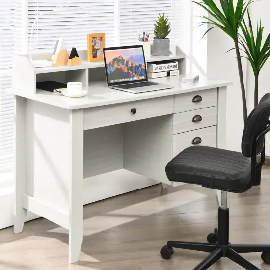 Costway Computer Desk PC Laptop Writing Table Workstation Student Study Furniture White {2}