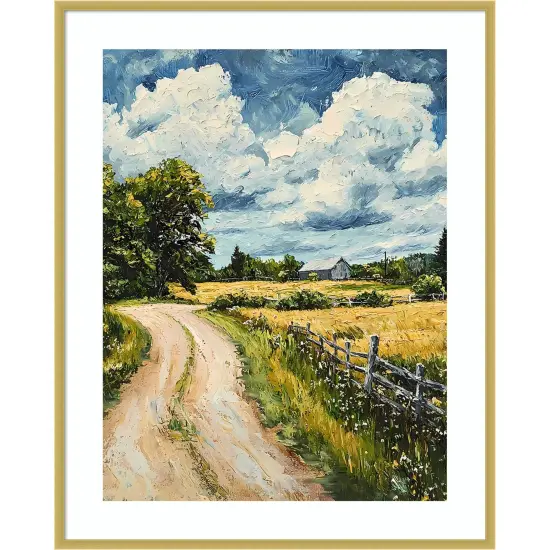 Impasto Rural Path by Walker Noble Wood Framed Wall Art Print {1}