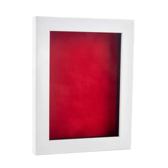 Classic White Wood Shadown Box Frame with Acrylic Front - Red Suede Backing, 30 Sizes {2}