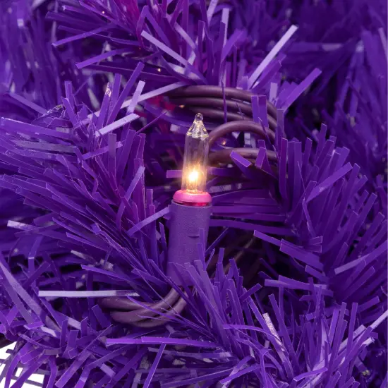 Northlight Pre-Lit Artificial Pine Christmas Garland - 9' - Purple - Clear Lights {5}