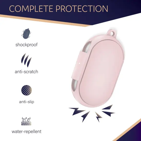 For Galaxy Buds+ / Buds Case, Protective Silicone Cover with Carabiner Keychain Compatible with Samsung Galaxy Buds+ Plus 2020 Buds 2019 Wireless Earbuds, Pink (4 Color Options) by Insten {2}