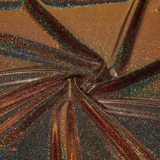 Sparkles Foiled Spandex Fabric 4 Way Stretch Nylon for Dancewear, Gymnastics & Costumes Black/Red {4}