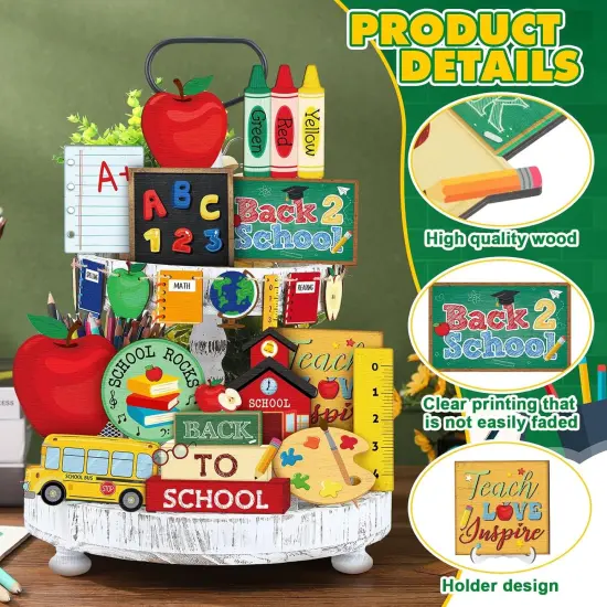 25 Pcs Back to School Tiered Tray Decor Set {4}