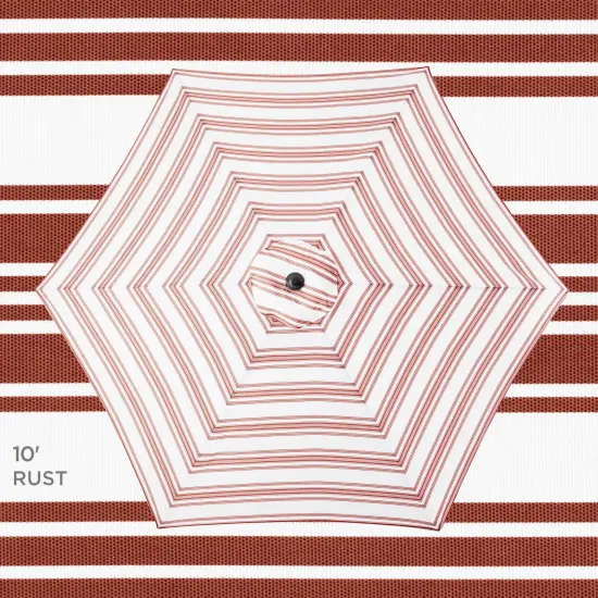 Best Choice Products 10ft Outdoor Steel Striped Market Patio Umbrella w/ Crank, Tilt Push Button, 6 Ribs Striped Rust {4}