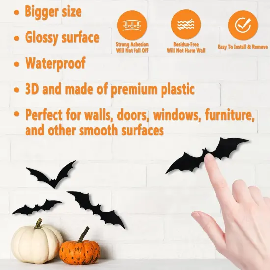 120PCS 3D Bats Halloween Decorations Wall Decor {2}