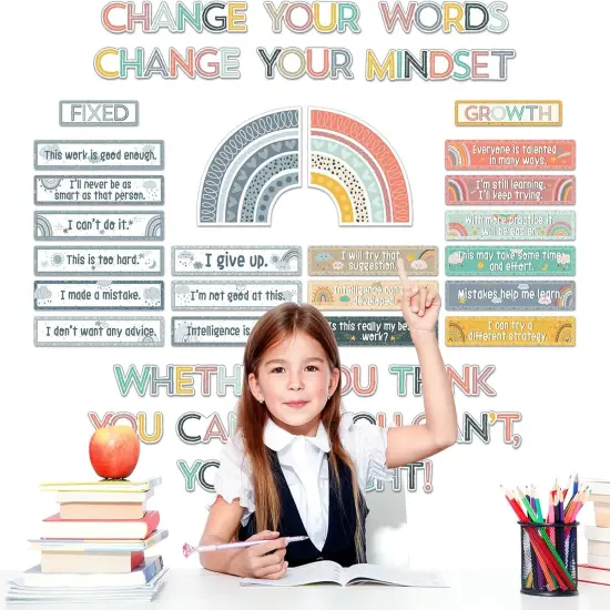 38 Pcs Rainbow Growth Mindset Posters Bulletin Board Set {5}