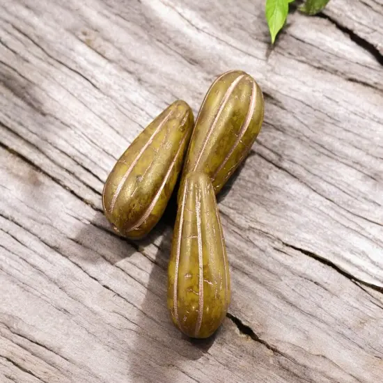*6* 22x11mm Gold and Copper Washed Spicy Mustard Melon Drop Beads {1}