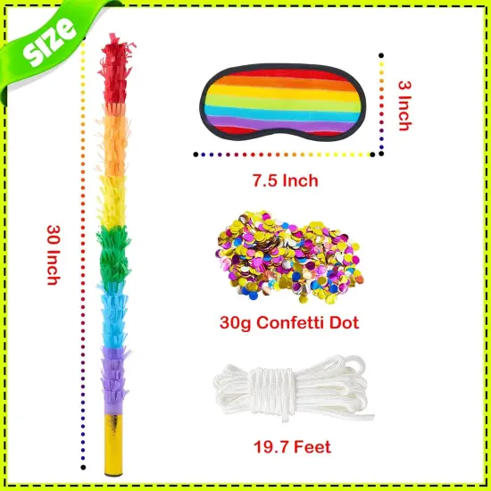 30 Inch Pi&ntilde;ata Stick Kit Rainbow Very Sturdy Will Not Break, Suitable for Kids Adults Can Have Fun at Any Party {2}