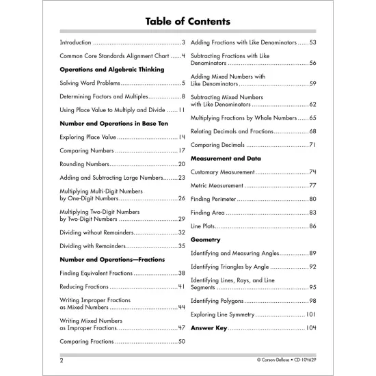 Carson Dellosa 4th Grade Math Workbook, Algebra, Word Problems, Place Value, Multiplication, Division, Fractions, Decimals, Geometry, and More, Classroom or Homeschool Curriculum {3}