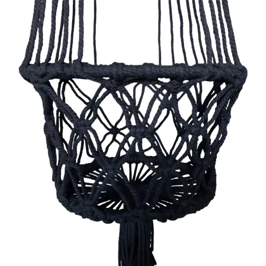 Northlight 43" Black Lattice Macrame Hanging Planter Holder {4}