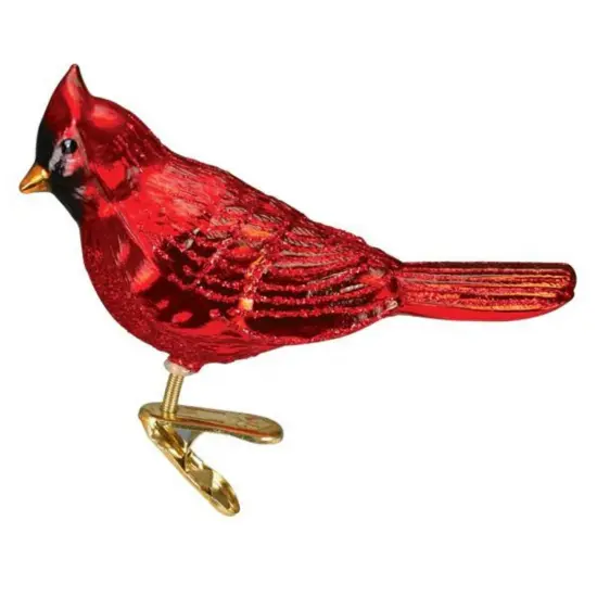 Old World Christmas 2.0 Inch Shiny Red Northern Cardinal Christmas Tree Ornament , Ornament Bird Clip-On {2}