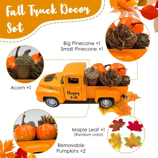 Truck with Mini Fake Pumpkins Fall Decor - Pumpkin Orange {2}