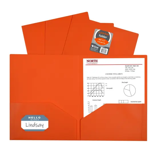 C-Line Poly 2-Pocket Portfolio Folder, Letter Size, Orange, Pack of 25 {3}