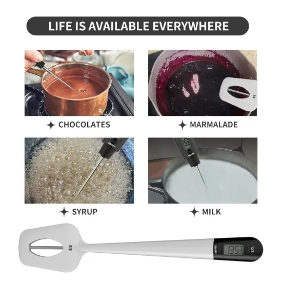 Digital Meat Thermometer Candy Thermometer Spatula Thermometerwith Pot Clip & 9" Probe &ndash; Fast Instant Read Digital Food Thermometer for Candy Chocolate Jam Meat, BPA Free Silicon Frying {1}