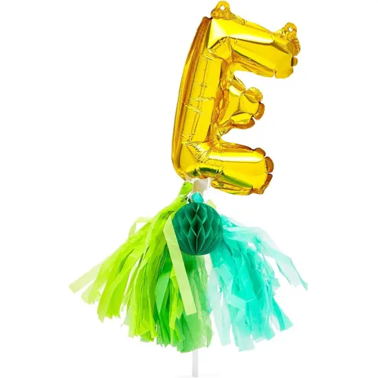 Mini ONE Balloon Cake Topper Letters, 1st Birthday Party Jungle Safari D&eacute;cor Gold {6}