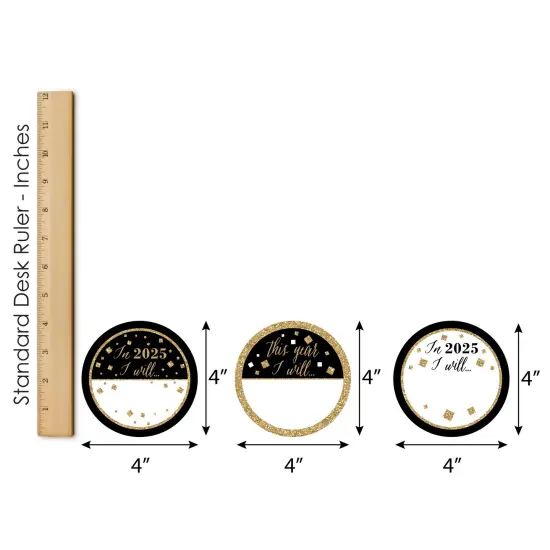 Big Dot of Happiness New Year's Eve - Gold - 2025 New Years Eve Resolution Party Name Tags - Party Badges Sticker Set of 12 {7}