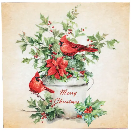 Northlight Cardinals Merry Christmas Wall Art- 11.75" x 11.75" Beige {3}