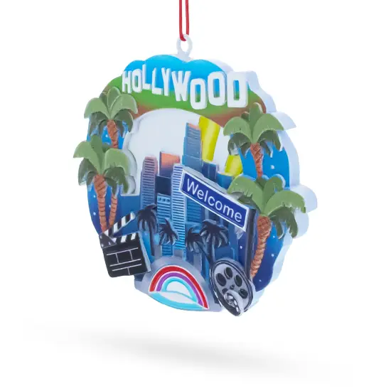 Palm Trees and Film Reel Los Angeles, California Resin Christmas Ornament {3}