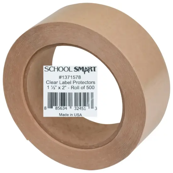 School Smart Vinyl Label Protectors, Round Corner Rectangle, 1-1/2 x 2 Inches, Clear, Pack of 500 {3}
