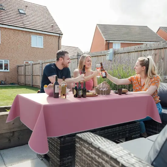 Exquisite Vinyl Tablecloth &ndash; 54" x 70" &ndash; Pack of 1 &ndash; Rectangular Plastic Table Cover with Flannel Backing &ndash; Reusable & Waterproof Tablecloth for Events and Parties Pink {3}