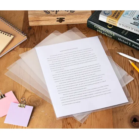 Paper Junkie 24-Pack Clear Project Protector Plastic Folders for Letter Size Documents, 11.4 x 8.9 Inches {2}