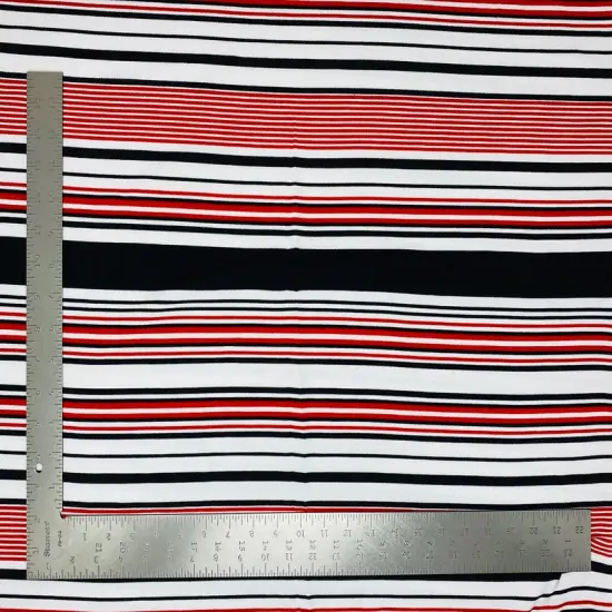 1 Yard Liverpool Knit Horizontal Multicolor Stripe Fabric for Apparel and Crafts &ndash; 58&ndash;60 Inches Wide Black/Burgundy {3}
