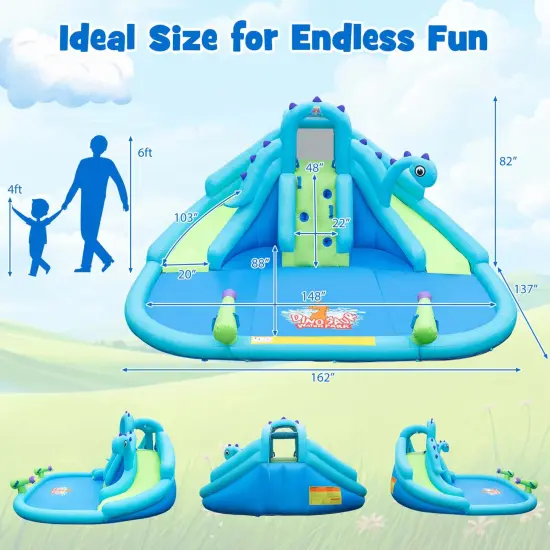 Costway Inflatable Water Slide, Blowup Water Park with Dual Slides & 584W Blower {3}