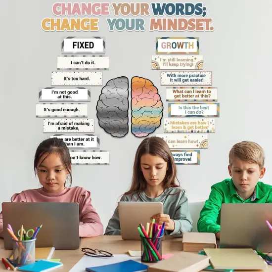 Boho Rainbow Growth Mindset Bulletin Board Inspirational Set {5}