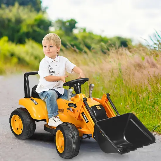 Costway Kids Ride On Excavator Digger 6V Battery Powered Tractor w/Digging Bucket Yellow {2}