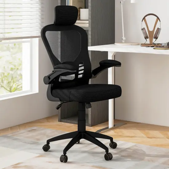 Costway Ergonomic Mesh Office Chair Executive Chair with Adjustable Height Black {4}