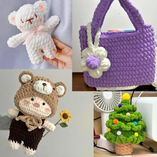 Fluffy Velvet Yarn for Crocheting (Beige) {5}