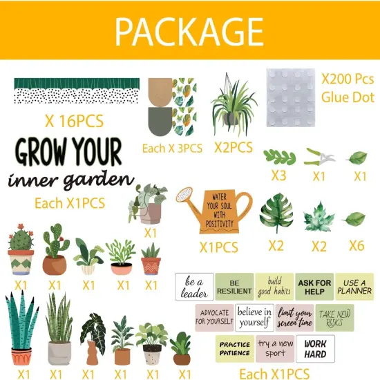 75Pcs Plant Motivational Bulletin Board Decorations Set {3}