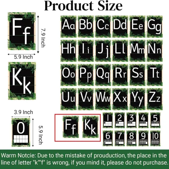 37 Pcs Boho Bulletin Board Letters ABC Alphabet 0-10 Number Cards (Greenery) {3}