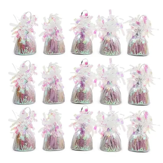 Holographic Balloon Weights for Birthday Party Decor (6 oz, 4.5 In, 15 Pack) Multicolor {1}