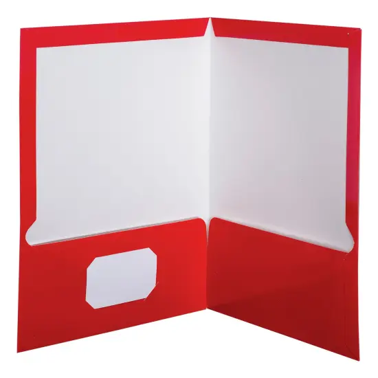 Oxford 2-Pocket Laminated Folder, 100 Sheet Capacity, Red, Pack of 25 {1}