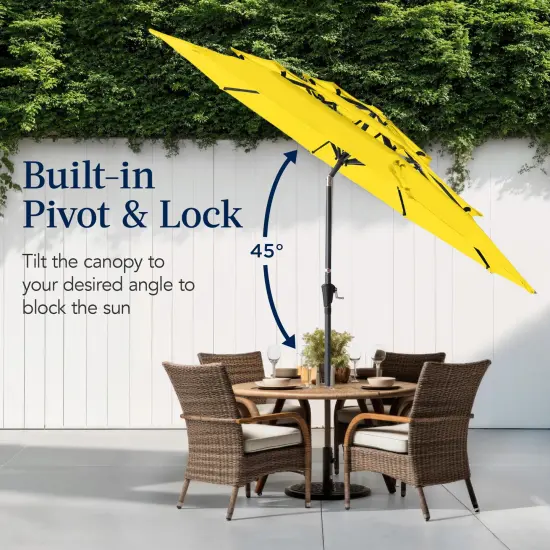 Best Choice Products 10ft 3-Tier Patio Umbrella, Market Sun Shade w/ Tilt Adjustment, Easy Crank Yellow {5}