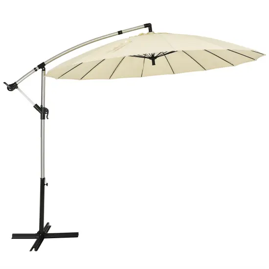 Costway 10ft Patio Offset Umbrella W/ Crank and Cross Base Aluminum {8}