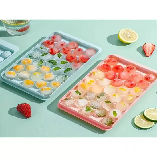 Kitcheniva Ice Cube Tray Mold Maker Mini Ball Shaped Pink + 2 free fish m {1}