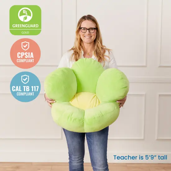 Flower Cozy Cushion, Floor Pillow Bright Green {6}