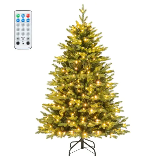 Costway 5/6/7 FT Pre-Lit Christmas Tree Hinged with 250/350/470 Multi-color Lights {1}