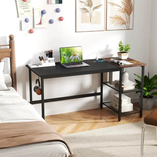 Costway 59''Home Office Computer Desk Study Laptop Table Detachable Shelf Rustic {2}