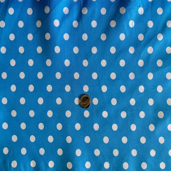 1 Yard Multi Color Small Polka Dot Poly Cotton Fabric for Crafts Bedding Sewing Masks 60" Width Royal-White {2}
