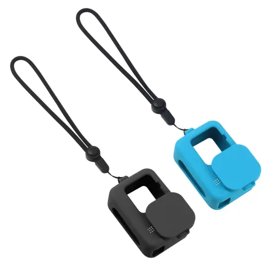 Insten 2 Pack of Silicone Protective Case Compatible with GoPro Hero 9 10 with Lanyard and Lens Cap, Soft Rubber Case, Black & Blue Multicolor {2}