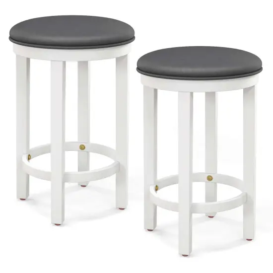 Costway Bar Stools Set of 2 Counter Height Stools with Round Seat & Footrest for Kitchen Black/Grey {1}