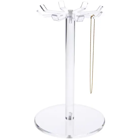 Plymor Clear Acrylic Rotating Necklace / Keychain Display Stand Holder, 13" H x 8" W x 8" D (Has 8 Hooks for Necklaces) {3}
