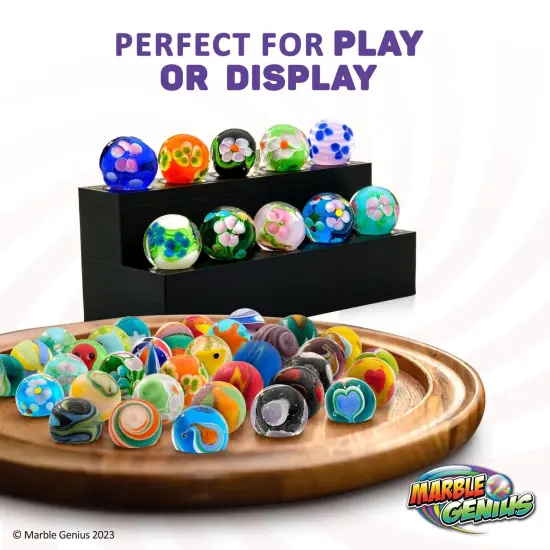 Marble Genius Collectors Marbles, Blossoms, 16mm (⅝ Inch), 10 Handmade Glass Marbles, Gifts for Marble Lovers, Gifts for Kids Ages 3-14 {4}
